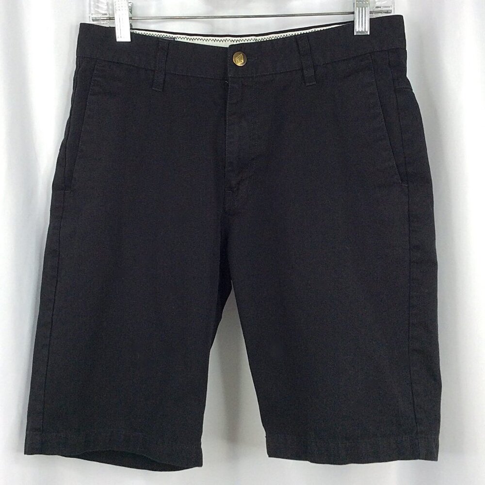 Volcom Chino Shorts Men's‎ Size 31 Black Flat Front Cotton Blend